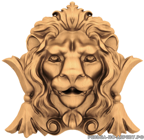 Голова льва #5 из дерева